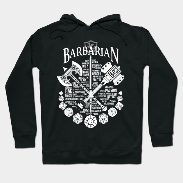 RPG Class Series: Barbarian - White Version Hoodie by Milmino